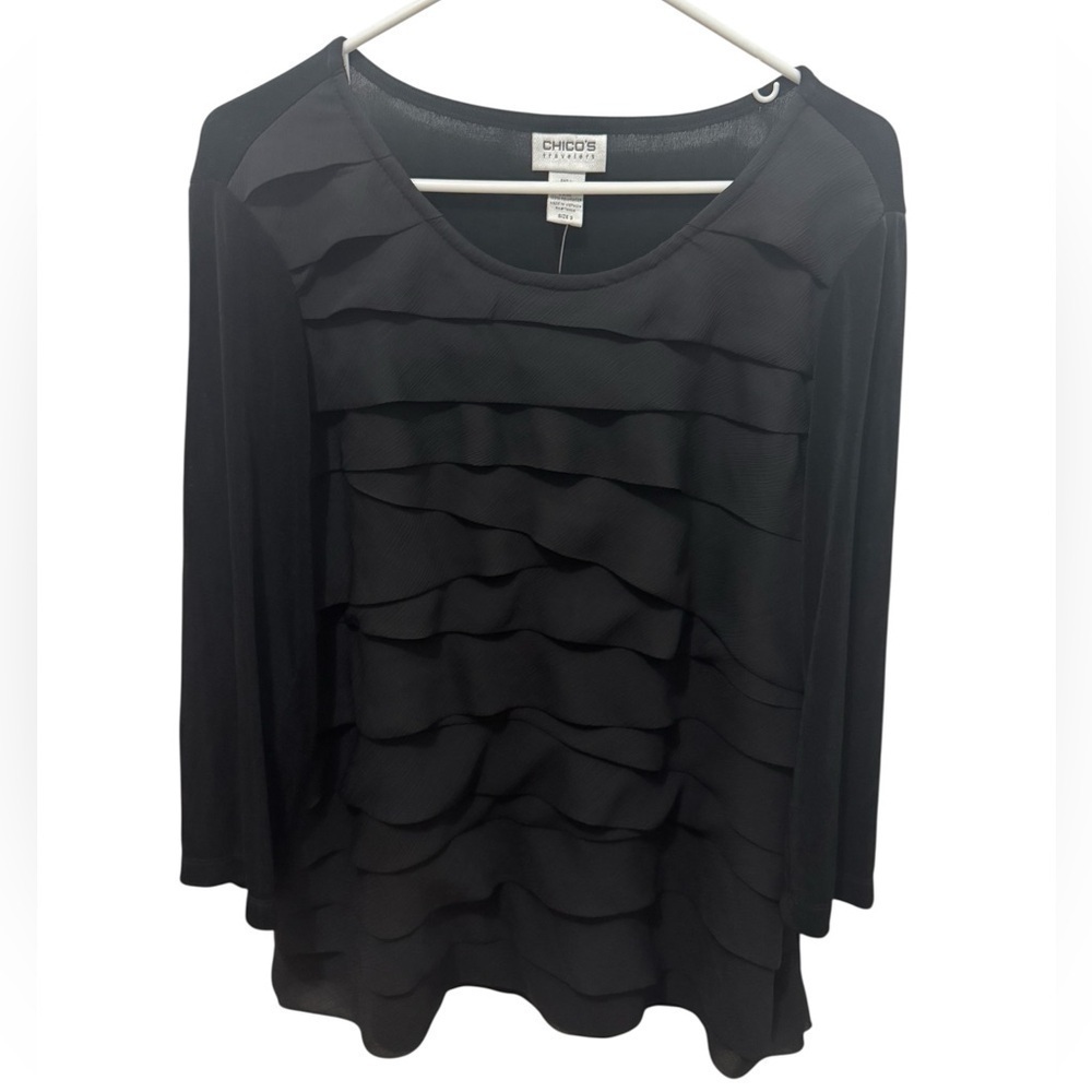 Chico’s Travelers Chiffon Textured Front Top Size XL